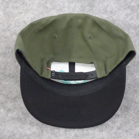 Fox Hat Snapback Cap Olive Military Green Aqua Fox Patch Wool Acrylic - Picture 3 of 11